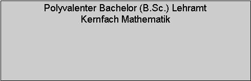 Textfeld: Polyvalenter Bachelor (B.Sc.) Lehramt
Kernfach Mathematik