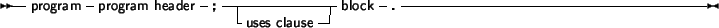 \begin{syntdiag}\setlength{\sdmidskip}{.5em}\sffamily\sloppy \synt{program\ head...
...aymath}\lit* ( \synt{program\ parameters} \lit* )\end{displaymath}\end{syntdiag}