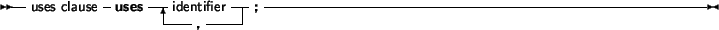 \begin{syntdiag}\setlength{\sdmidskip}{.5em}\sffamily\sloppy \synt{unit}
\synt{u...
...\synt{statement} \\ \lit* ; \>
\end{displaymath}\lit*{end} \lit* .\end{syntdiag}