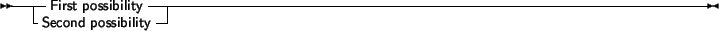 \begin{syntdiag}\setlength{\sdmidskip}{.5em}\sffamily\sloppy \(
\synt{First\ possibility} \\
\synt{Second\ possibility}
\)\end{syntdiag}